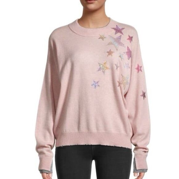 ZADIG & VOLTAIRE Rhinestone-Embellished Cashmere Star Sweater pink - Picture 1 of 8